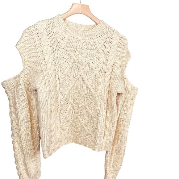 For Love & Lemons Long Sleeve Cold Shoulder Sweater Top - Picture 6 of 12